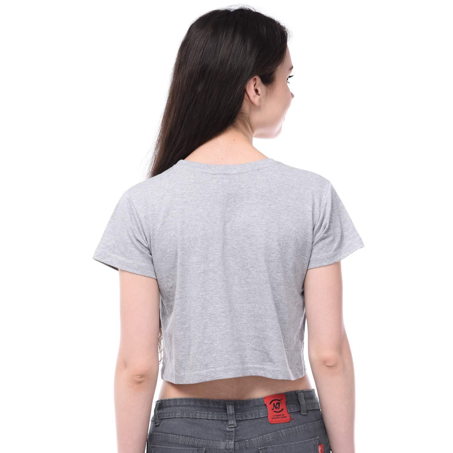 Plain Grey Women Crop Top-FunkyTeesClub