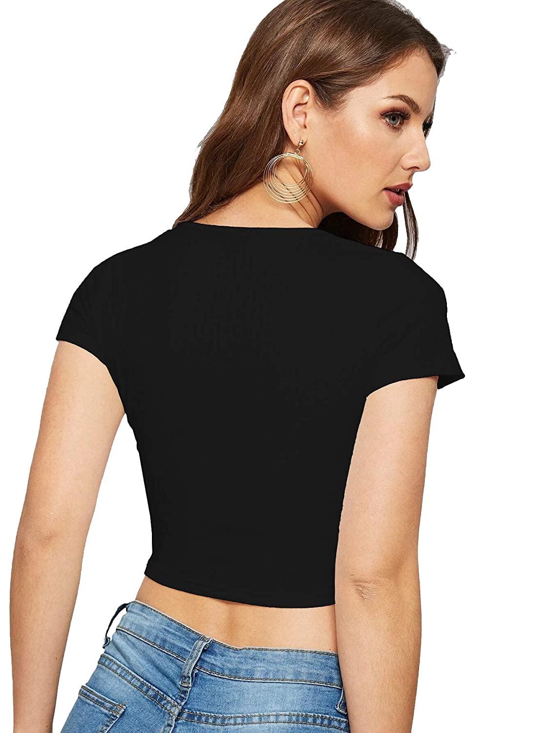 Plain Black Women Crop Top-FunkyTeesClub