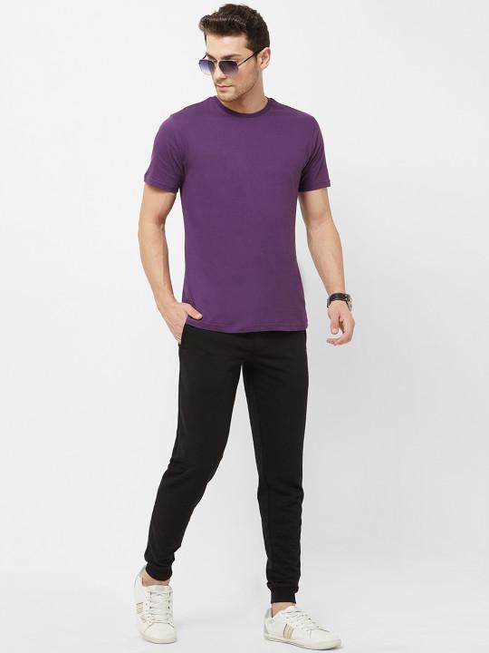 Plain Purple Half Sleeves T-Shirt-FunkyTeesClub