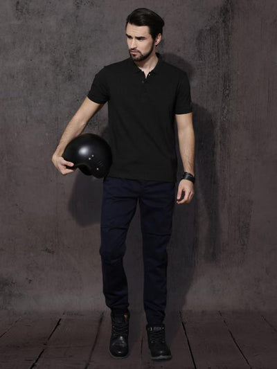 Plain Black Polo T-Shirt-FunkyTeesClub