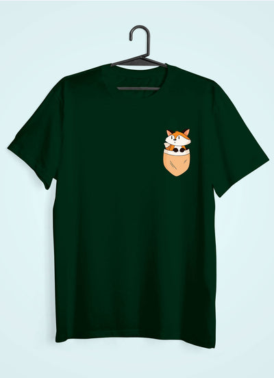 Fox Side Pocket Design Women Half Sleeves T-shirt- FunkyTeesClub