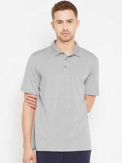 Plain grey melange Polo T-Shirt-FunkyTeesClub