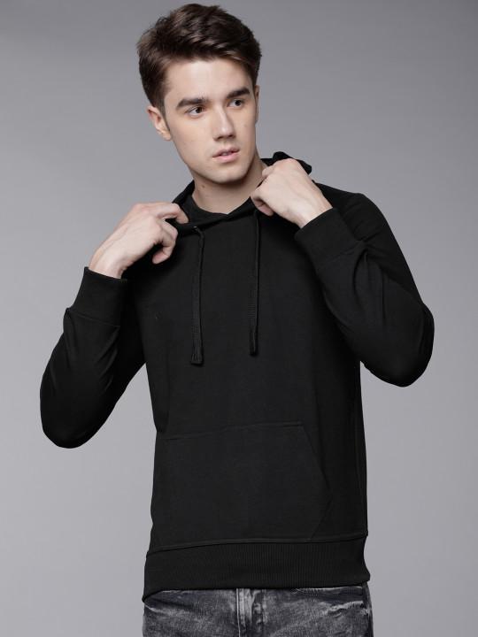 Plain black Hoodie Sweatshirt -FunkyTeesClub