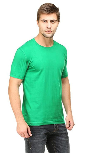 Plain Flag Green Half Sleeves T-Shirt-FunkyTeesClub