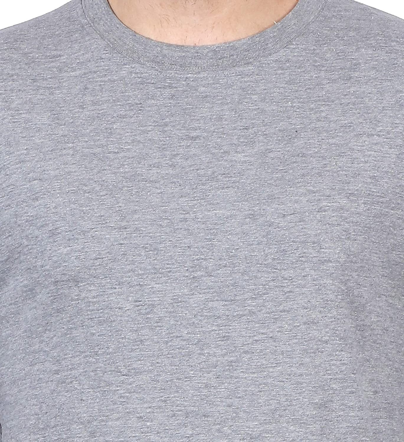 Plain grey melange Full Sleeves T-Shirt-FunkyTeesClub