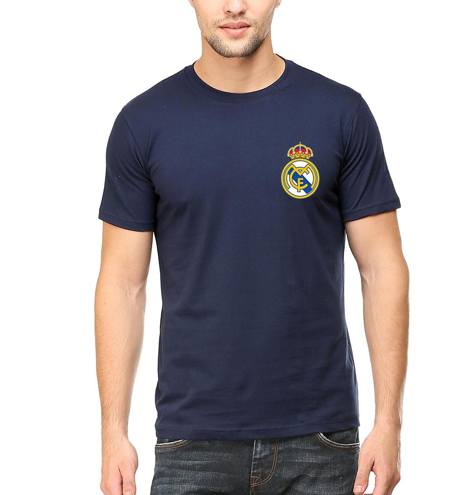 Real Madrid Logo Men Half Sleeves T-Shirts-FunkyTeesClub