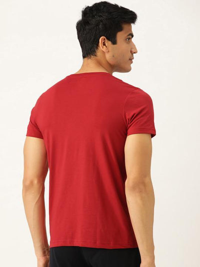 Plain red V Neck T-Shirt-FunkyTeesClub