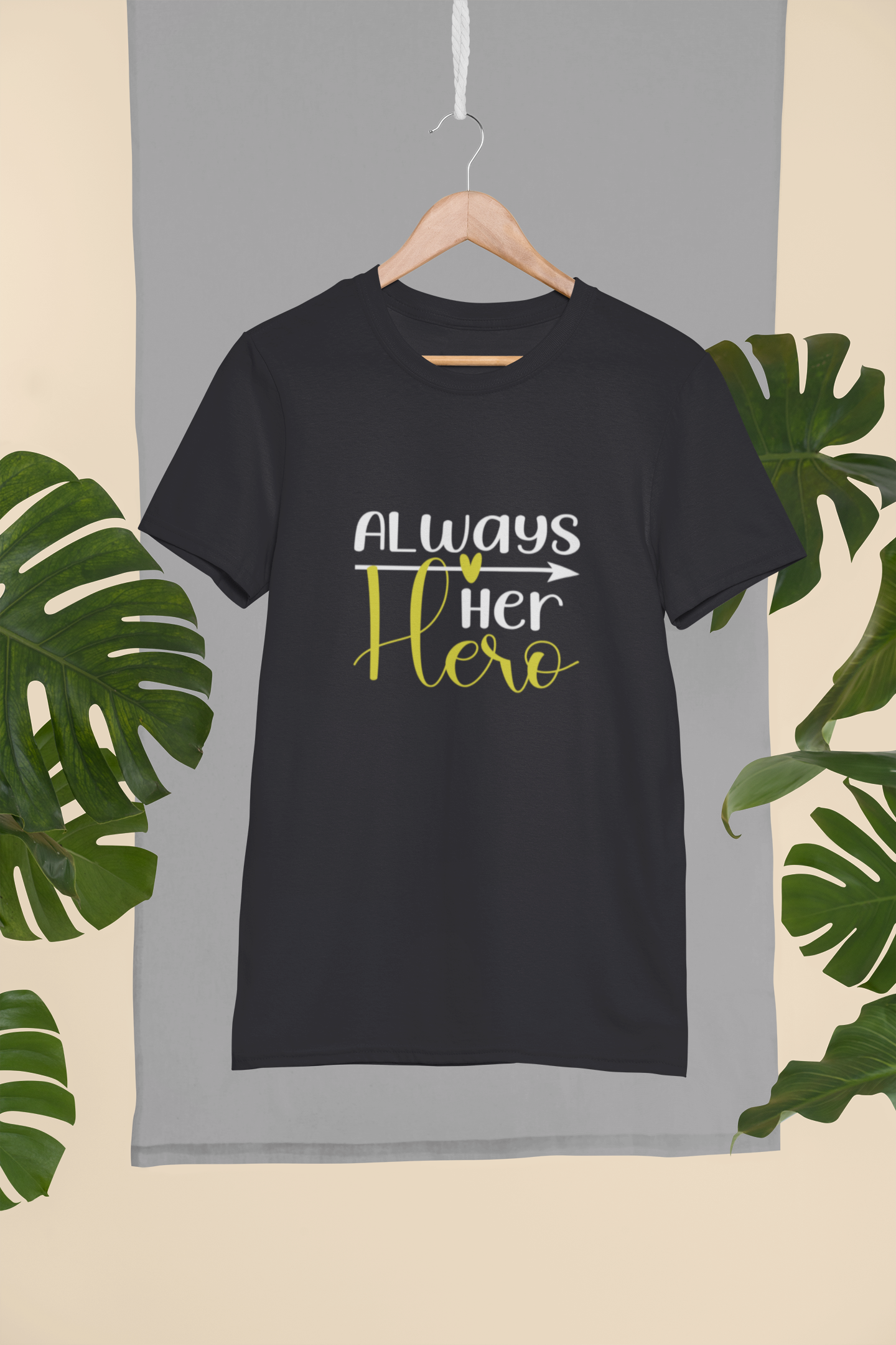 Always Her Hero Father and Daughter Black Matching T-Shirt- FunkyTeesClub