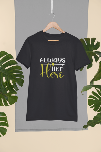 Always Her Hero Father and Daughter Black Matching T-Shirt- FunkyTeesClub