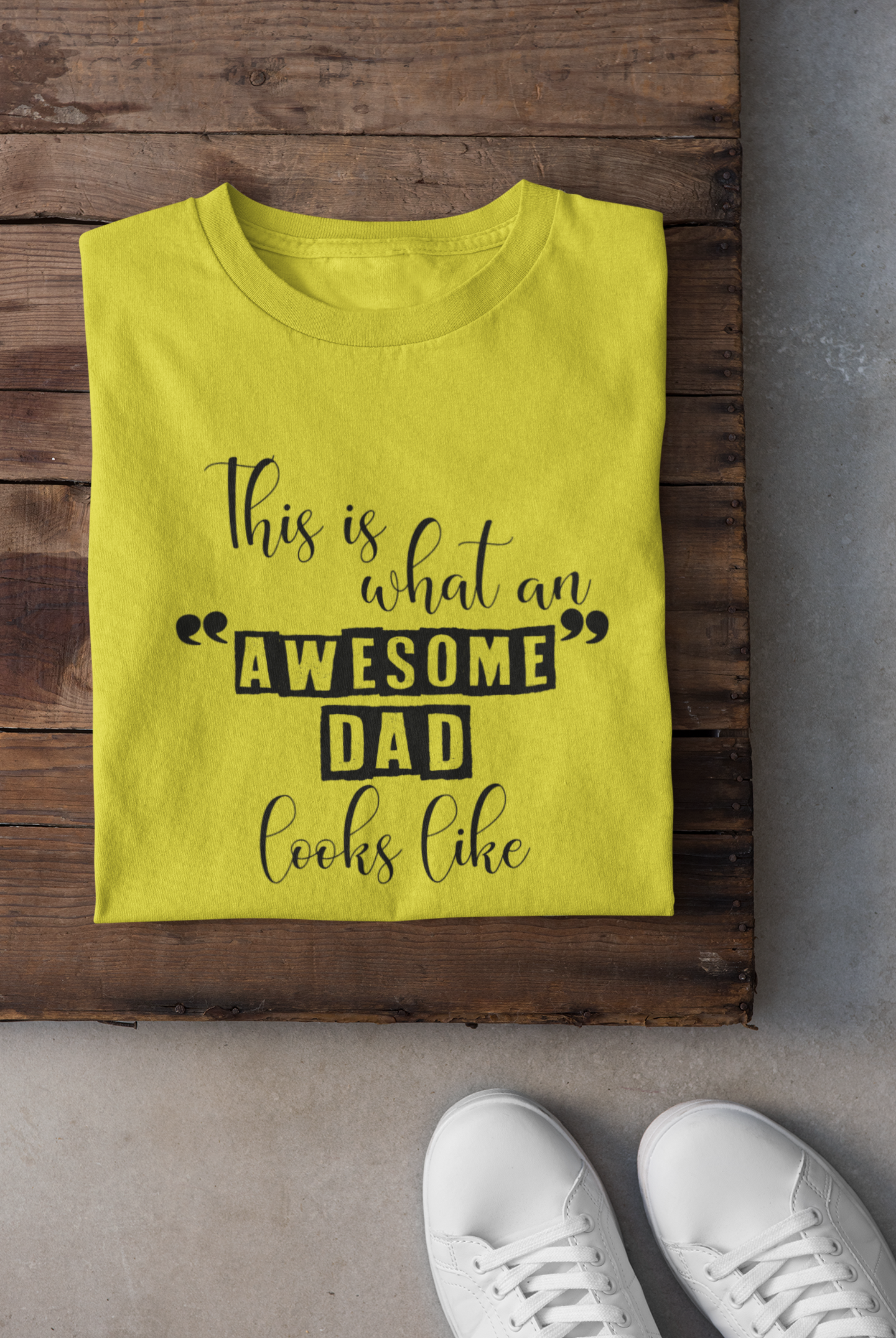Awesome Dad Father and Daughter Yellow Matching T-Shirt- FunkyTeesClub