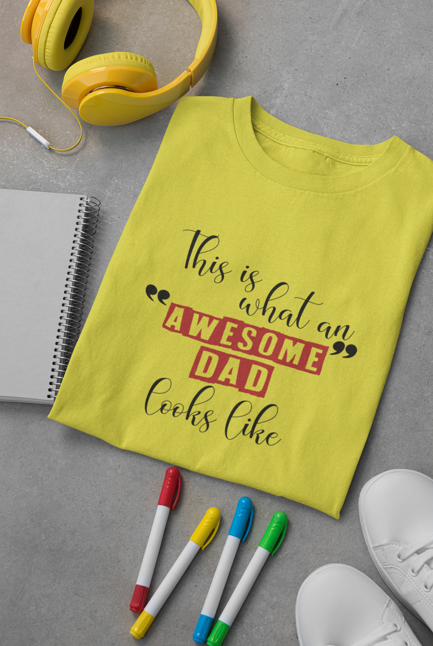 Awesome Dad Father and Son Yellow Matching T-Shirt- FunkyTeesClub