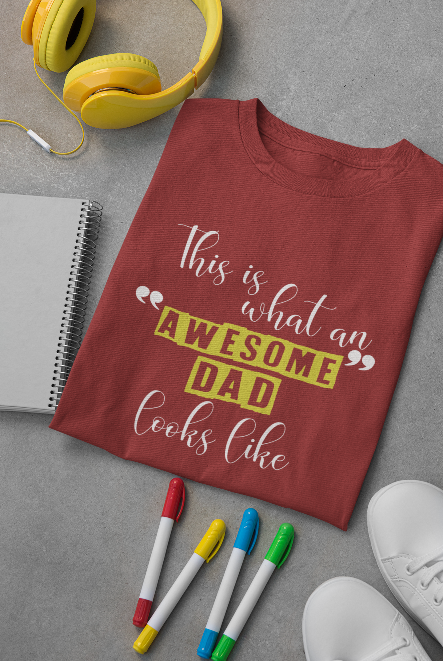 Awesome Dad Father and Son Red Matching T-Shirt- FunkyTeesClub