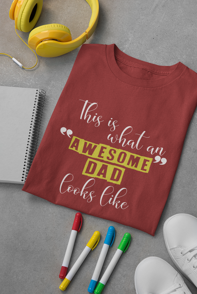 Awesome Dad Father and Son Red Matching T-Shirt- FunkyTeesClub