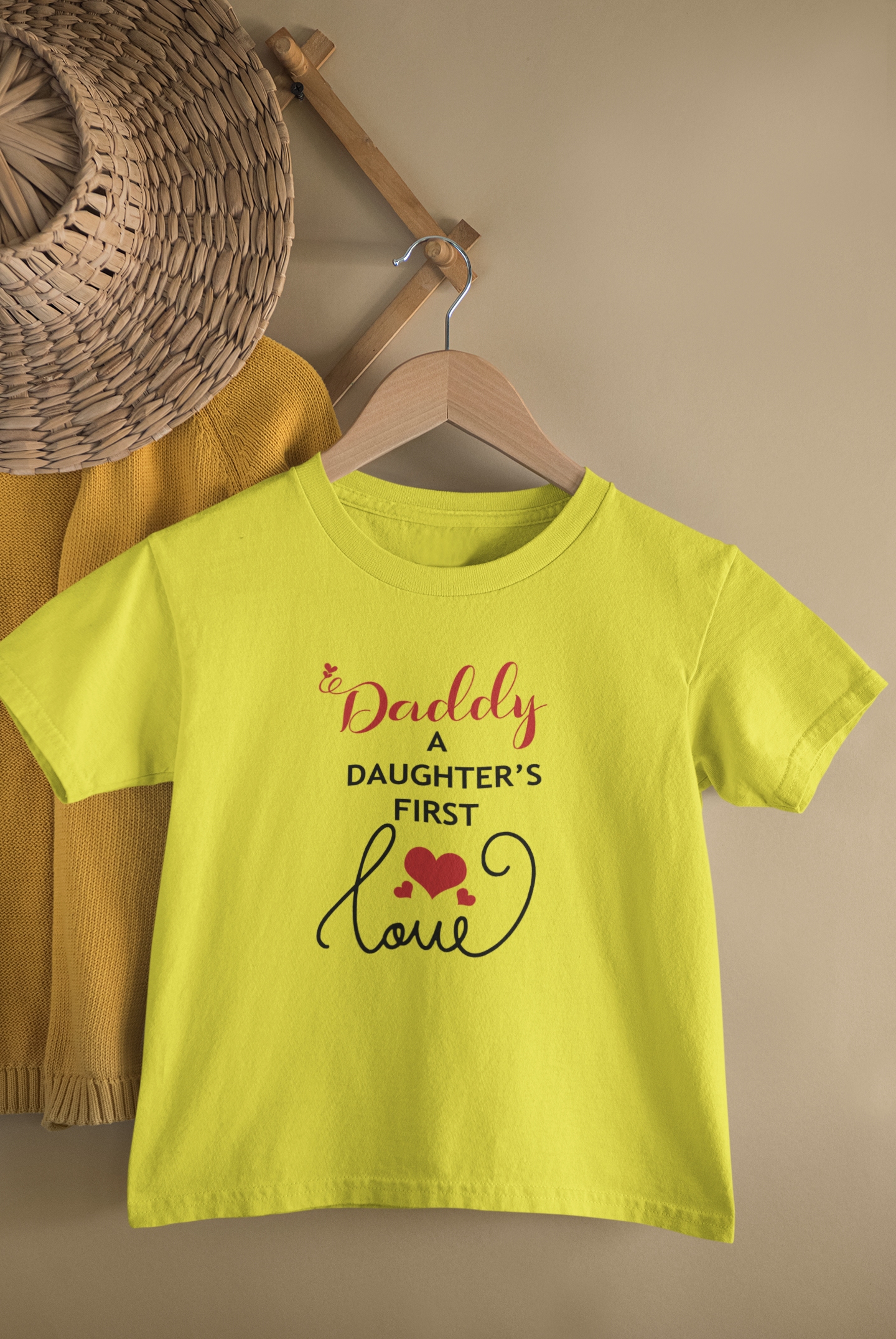 Daughters First Love Father and Daughter Yellow Matching T-Shirt- FunkyTeesClub
