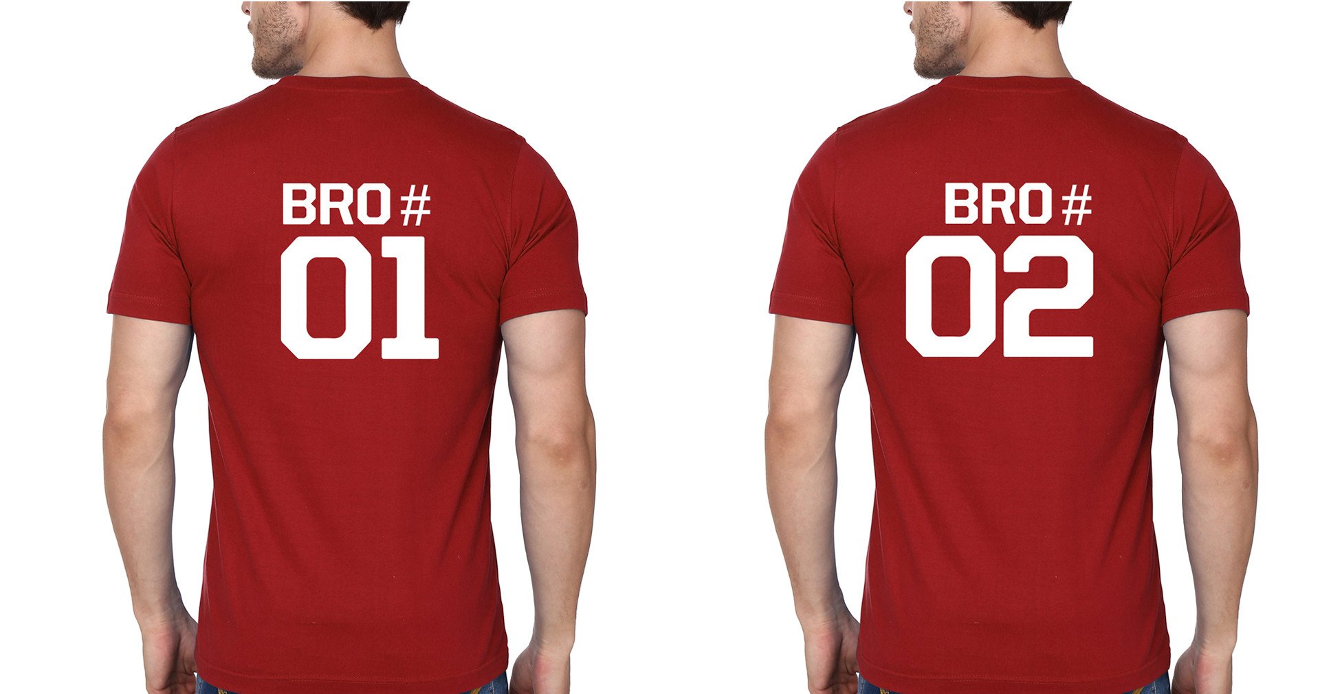 FunkyTees Bro 01 Bro 02 BFF Red Half Sleeve T Shirt