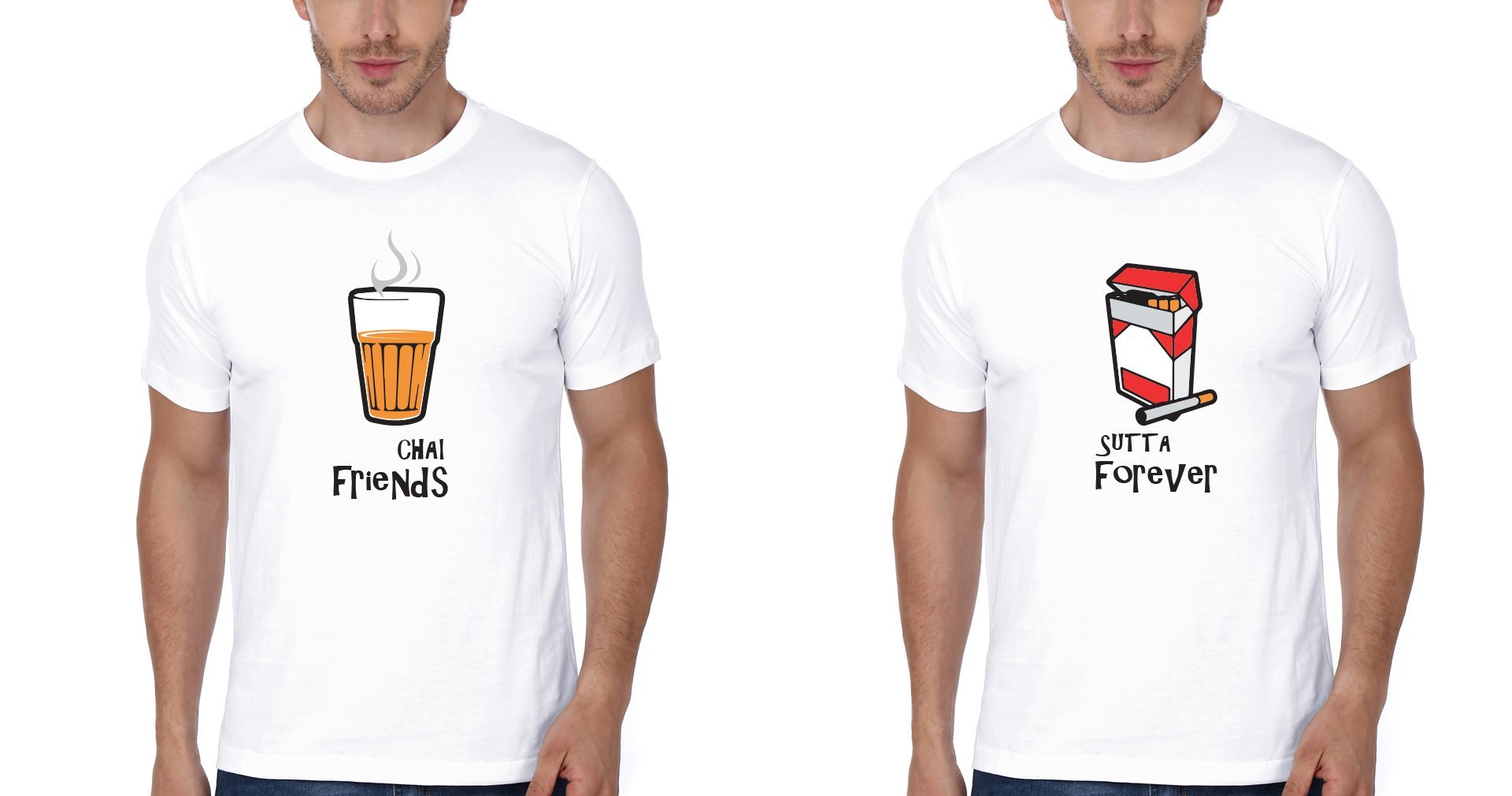 Chai Sutta BFF Half Sleeves T-Shirts-FunkyTees