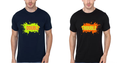 DOUBLE TROUBLE BFF Half Sleeves T-Shirts-FunkyTees