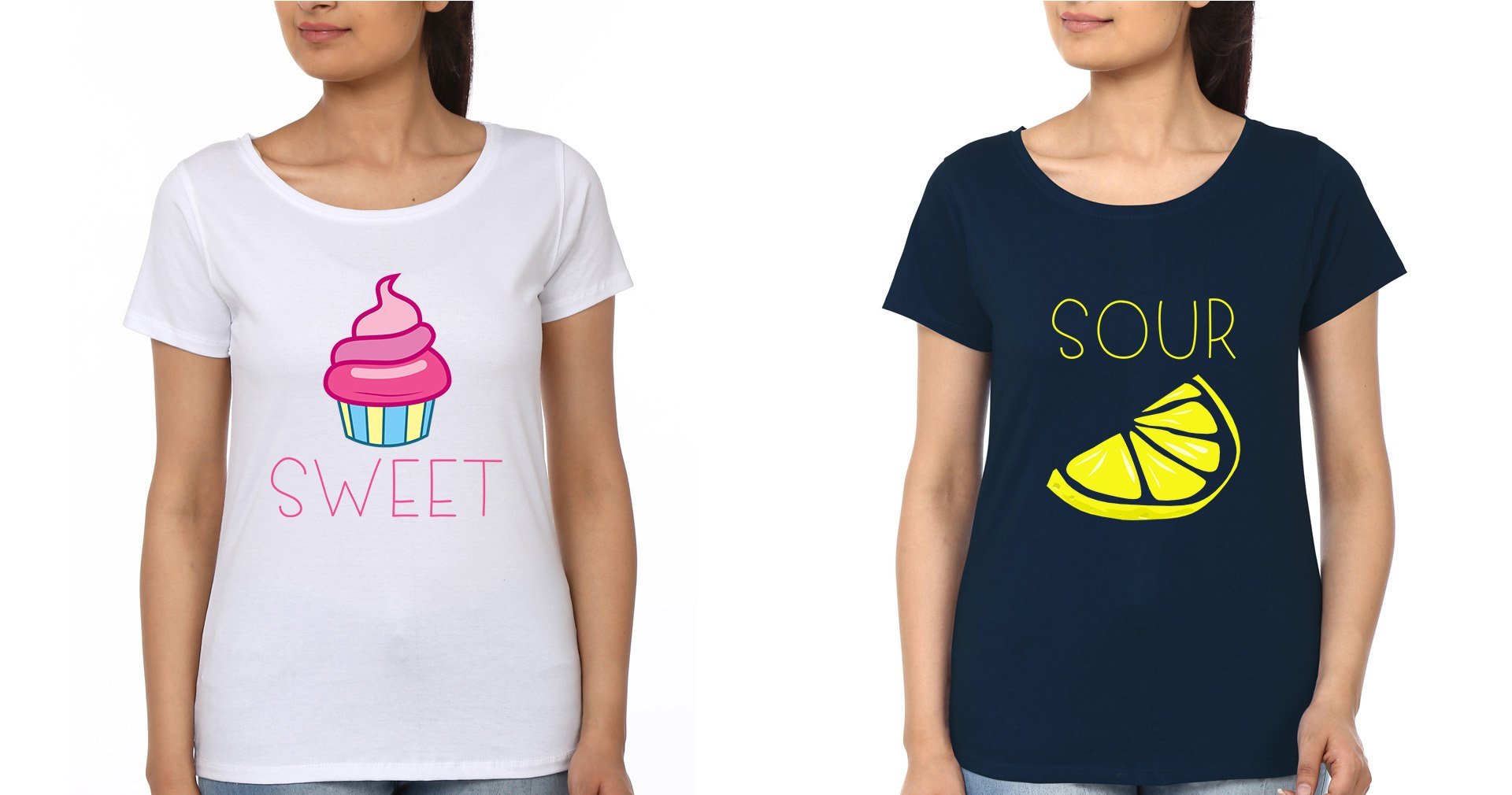 Sweet-Sour BFF Half Sleeves T-Shirts-FunkyTees