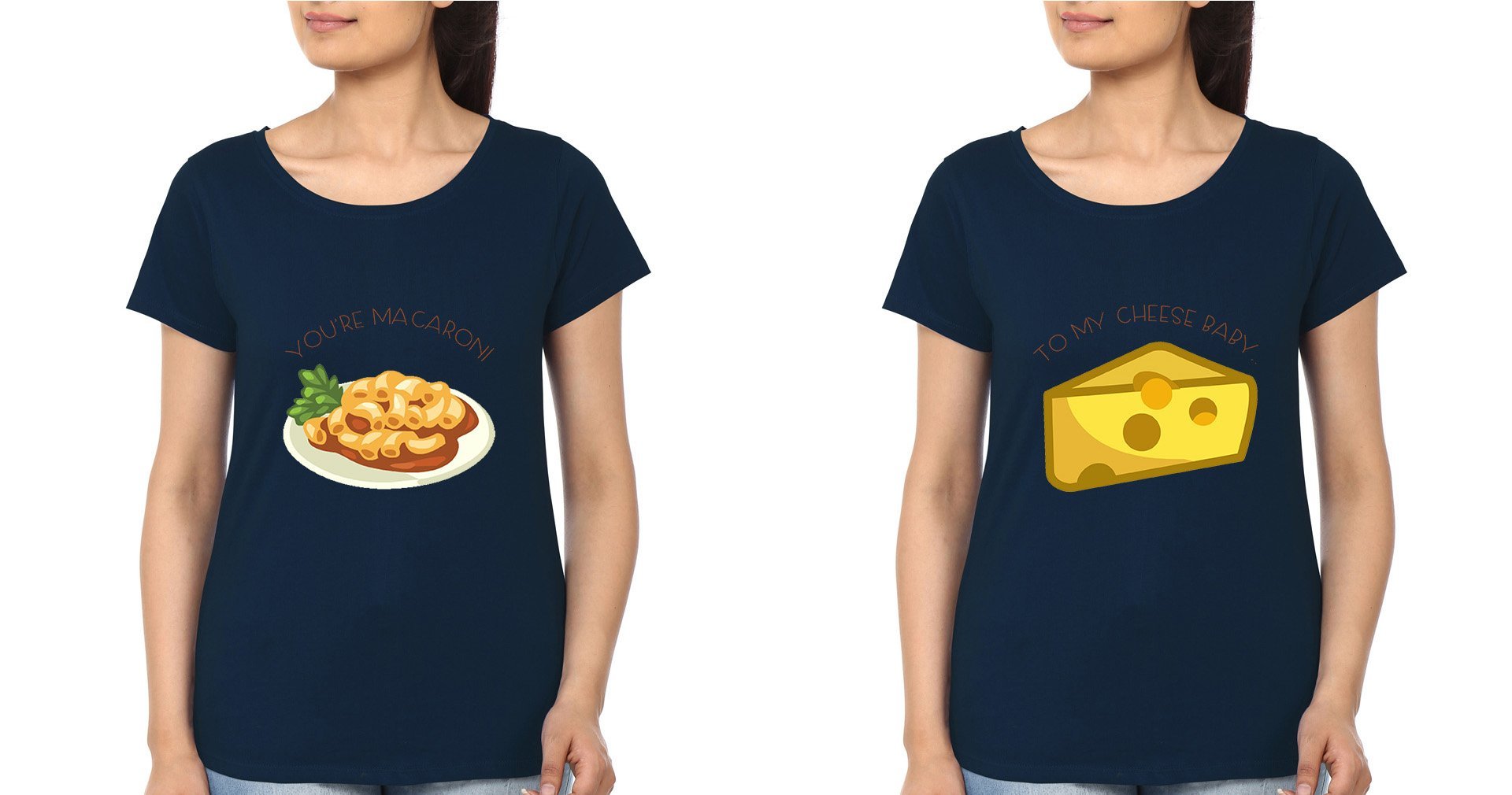 Macroni Cheese BFF Half Sleeves T-Shirts-FunkyTees
