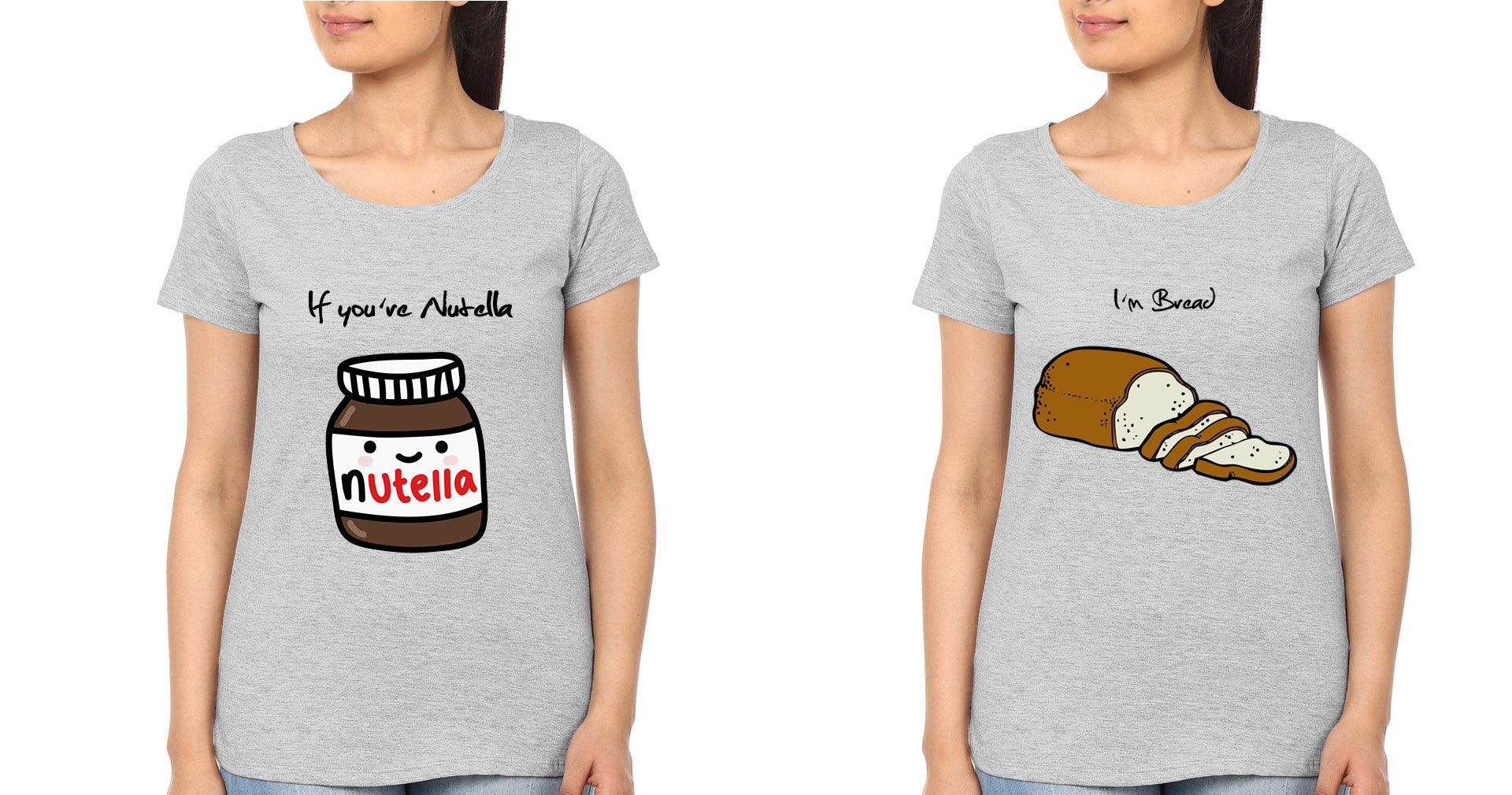 NUTELLA-BREAD BFF Half Sleeves T-Shirts-FunkyTees