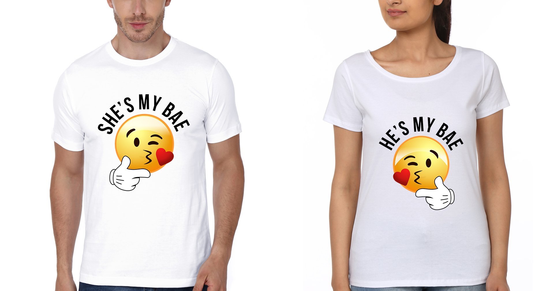He Bae Couple Half Sleeves T-Shirts -FunkyTees