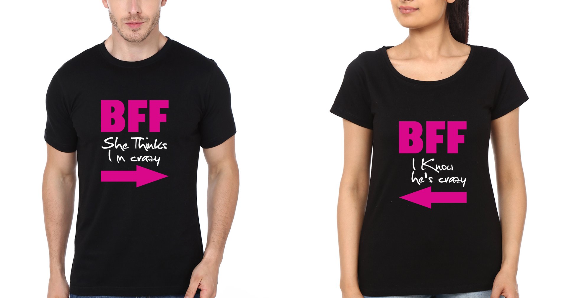 Crazy BFF Half Sleeves T-Shirts-FunkyTees