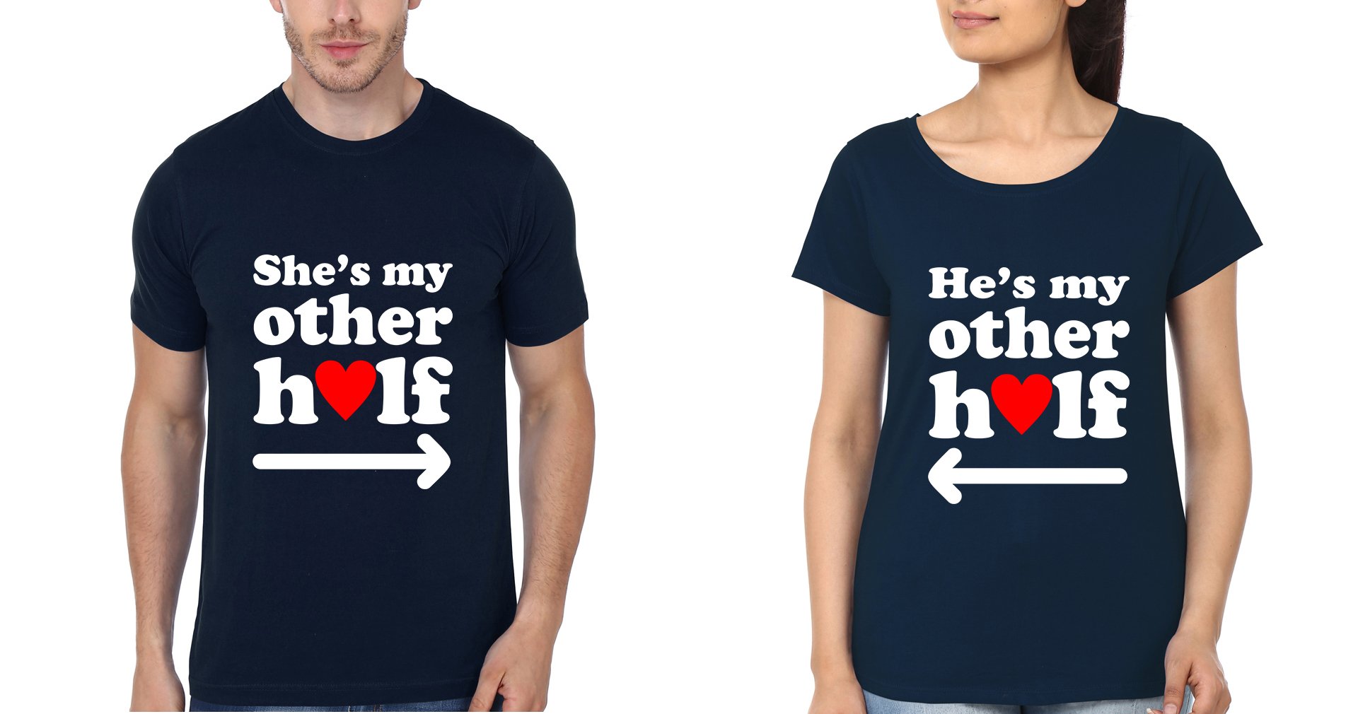 Other Half Couple Half Sleeves T-Shirts -FunkyTees