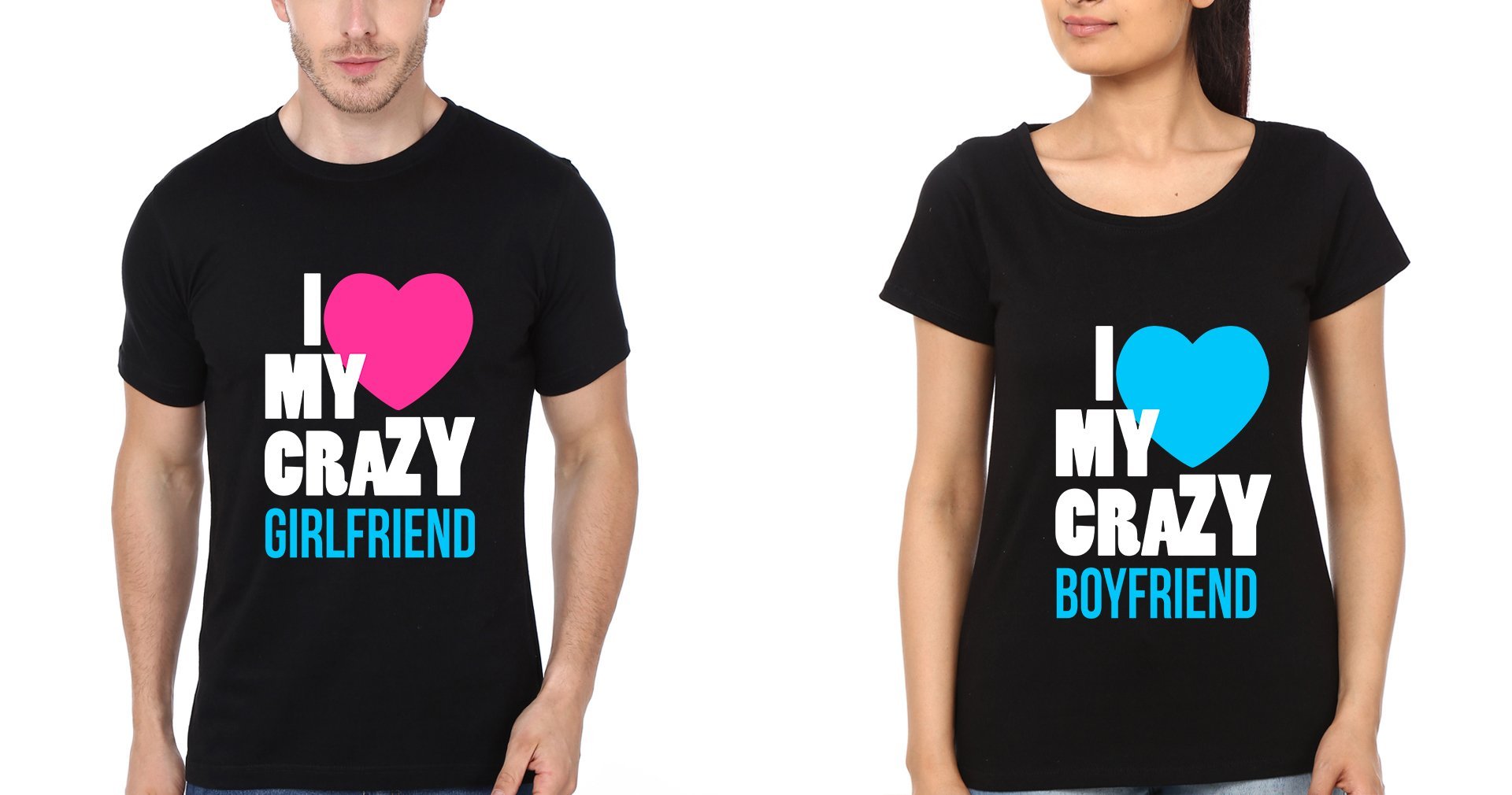 I LOVE GIRLFRIEND Couple Half Sleeves T-Shirts -FunkyTees