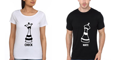 Check mate Couple Half Sleeves T-Shirts -FunkyTees