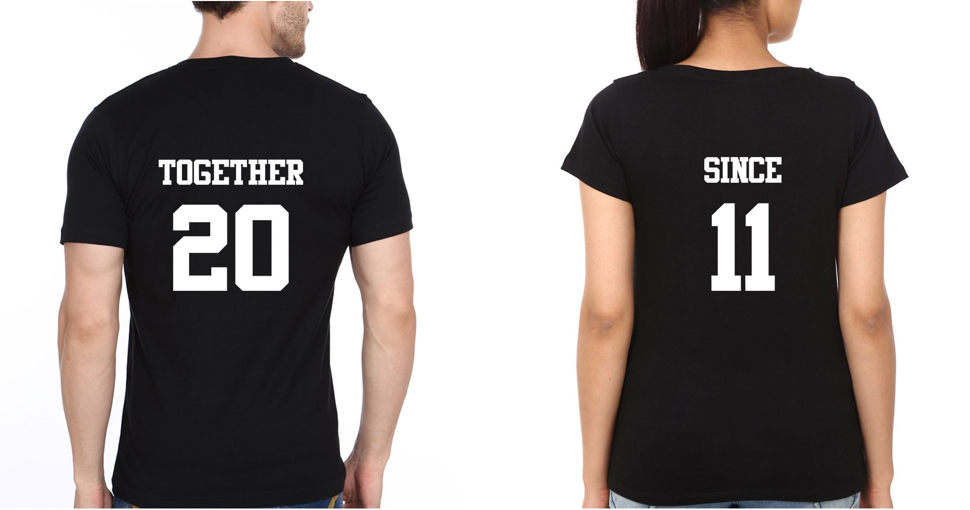 Together Since 11 Couple Half Sleeves T-Shirts -FunkyTees