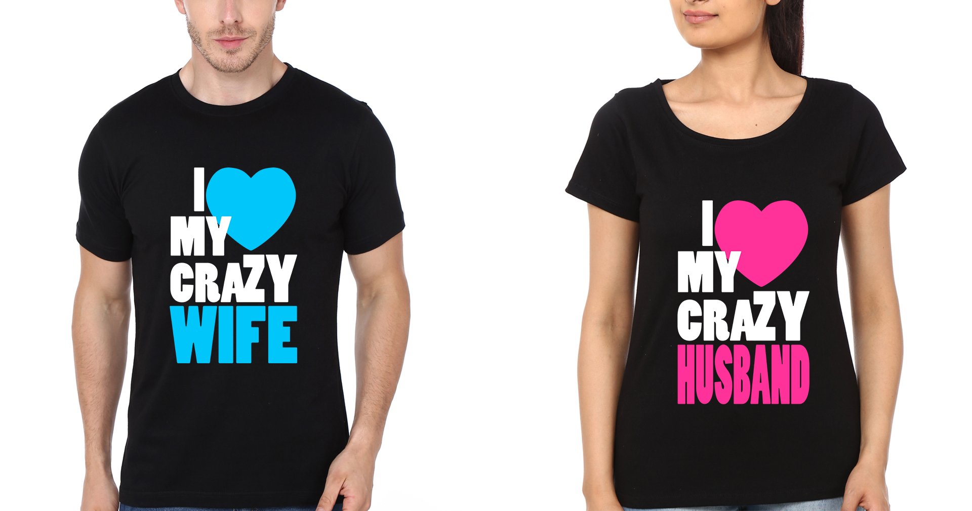 Crazy Wife Husband Couple Half Sleeves T-Shirts -FunkyTees