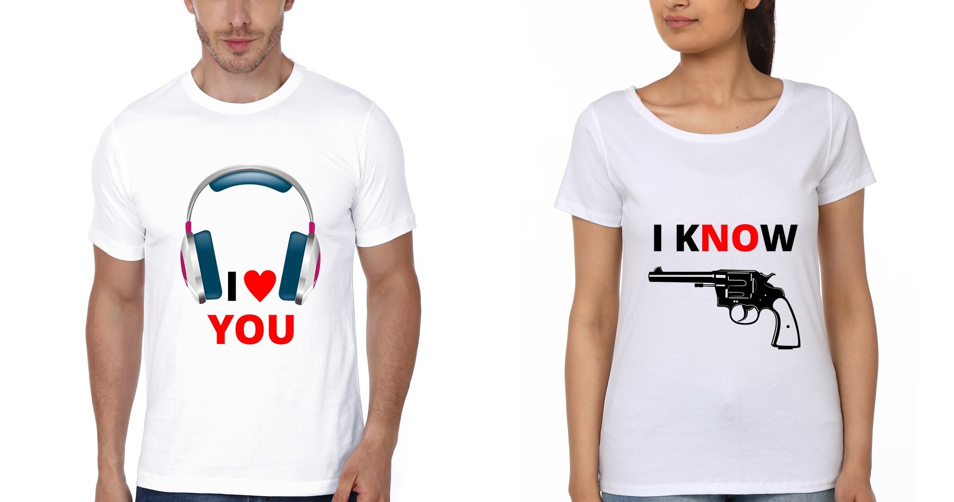 I Know Couple Half Sleeves T-Shirts -FunkyTees