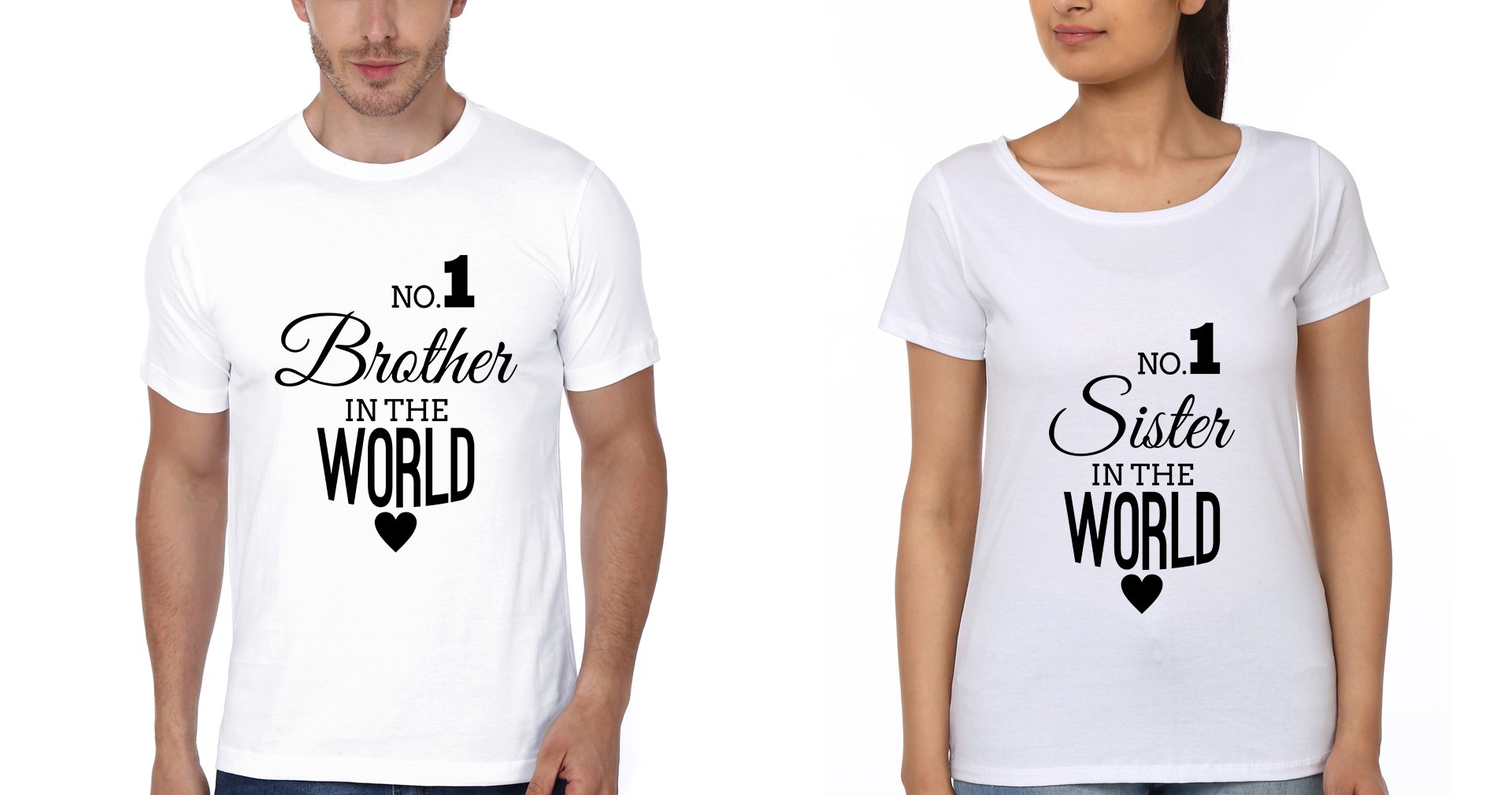 No. 1 Brother-Sister Half Sleeves T-Shirts -FunkyTees