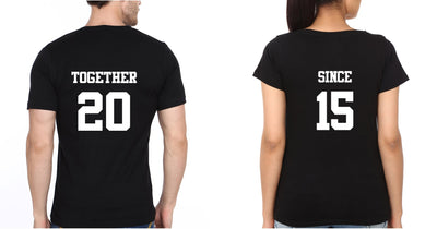 together Since 15 Couple Half Sleeves T-Shirts -FunkyTees
