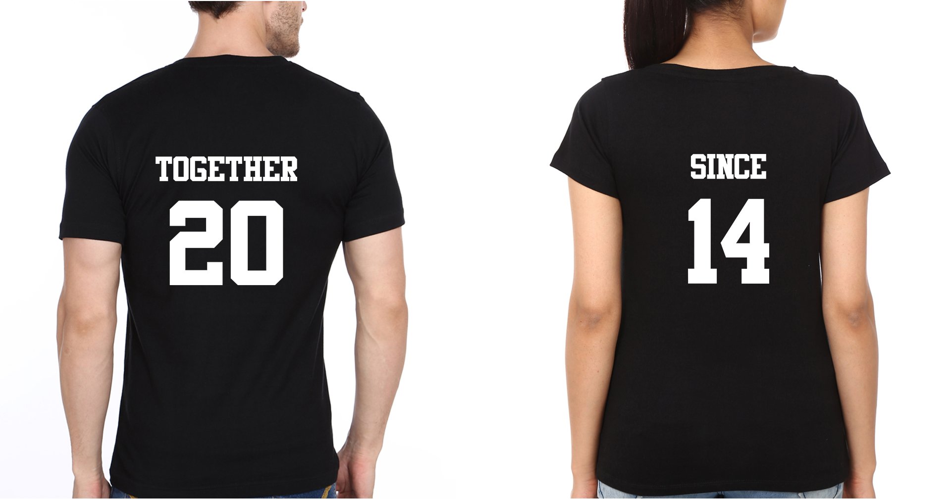 Together Since 14 Couple Half Sleeves T-Shirts -FunkyTees