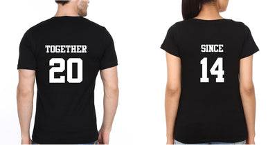 Together Since 14 Couple Half Sleeves T-Shirts -FunkyTees