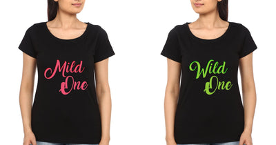 MILD WILD BFF Half Sleeves T-Shirts-FunkyTees