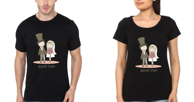 Game Over Couple Half Sleeves T-Shirts -FunkyTees