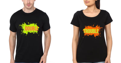 DOUBLE TROUBLE BFF Half Sleeves T-Shirts-FunkyTees