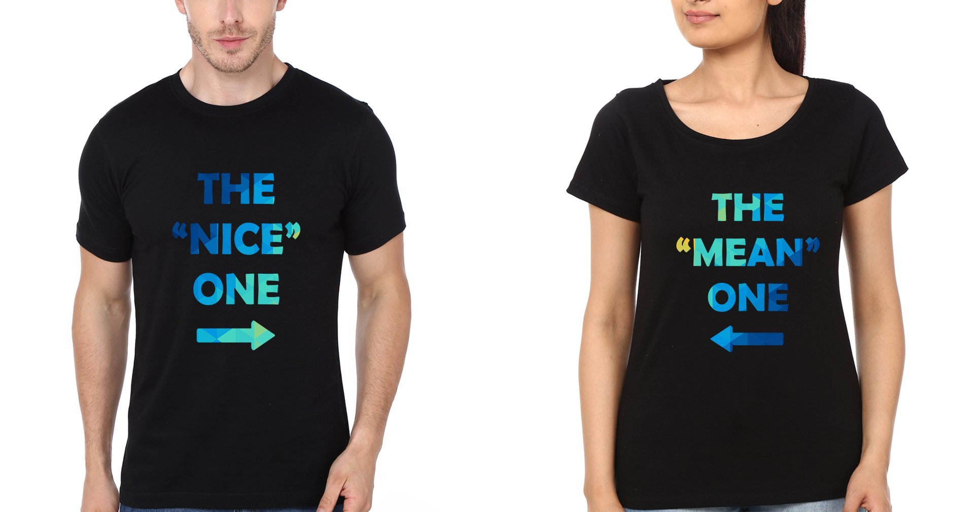 Nice Mean BFF Half Sleeves T-Shirts-FunkyTees