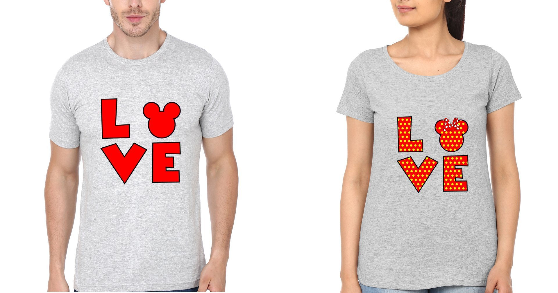 Mickey Couple Half Sleeves T-Shirts -FunkyTees