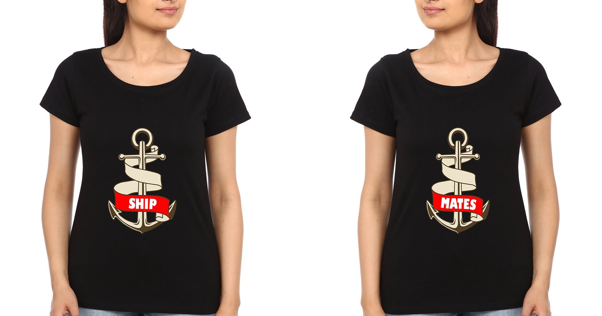 SHIP MATES BFF Half Sleeves T-Shirts-FunkyTees