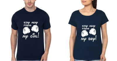 Stay Away Couple Half Sleeves T-Shirts -FunkyTees