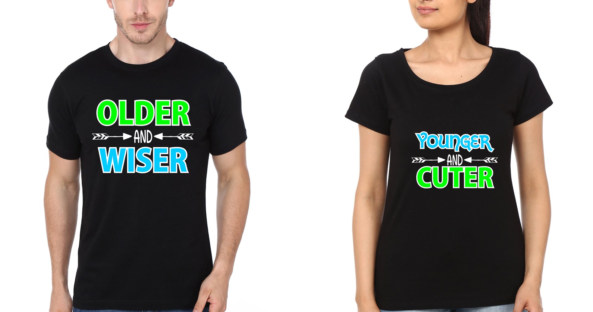 Older and Cuter Brother-Sister Half Sleeves T-Shirts -FunkyTees