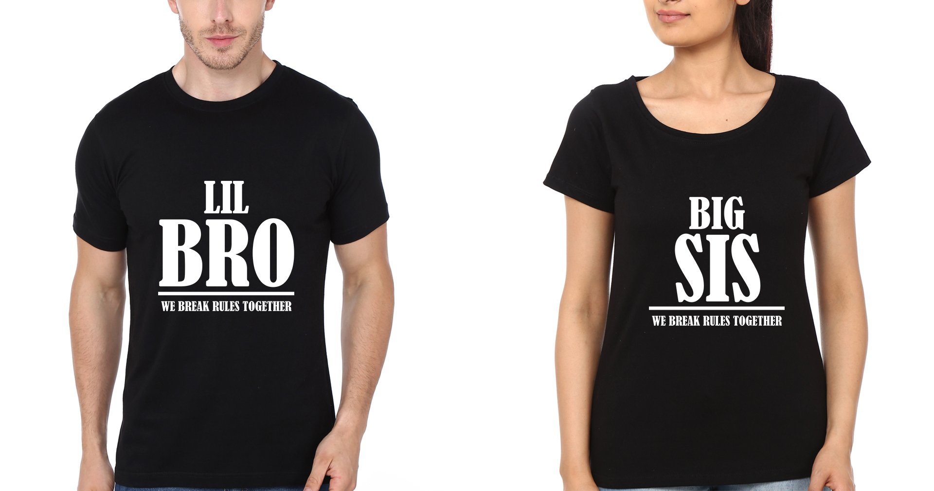 Little Brother Big Sister Brother-Sister Half Sleeves T-Shirts -FunkyTees