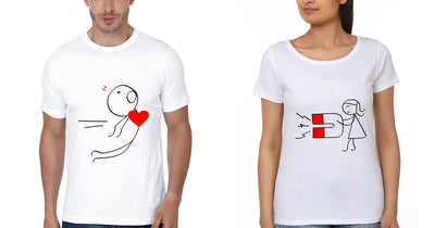 Magnet Couple Half Sleeves T-Shirts -FunkyTees