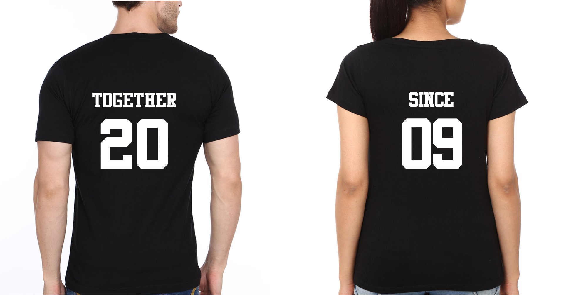 Together Since 09 Couple Half Sleeves T-Shirts -FunkyTees