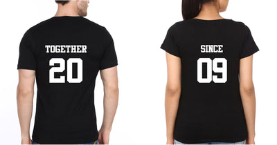 Together Since 09 Couple Half Sleeves T-Shirts -FunkyTees