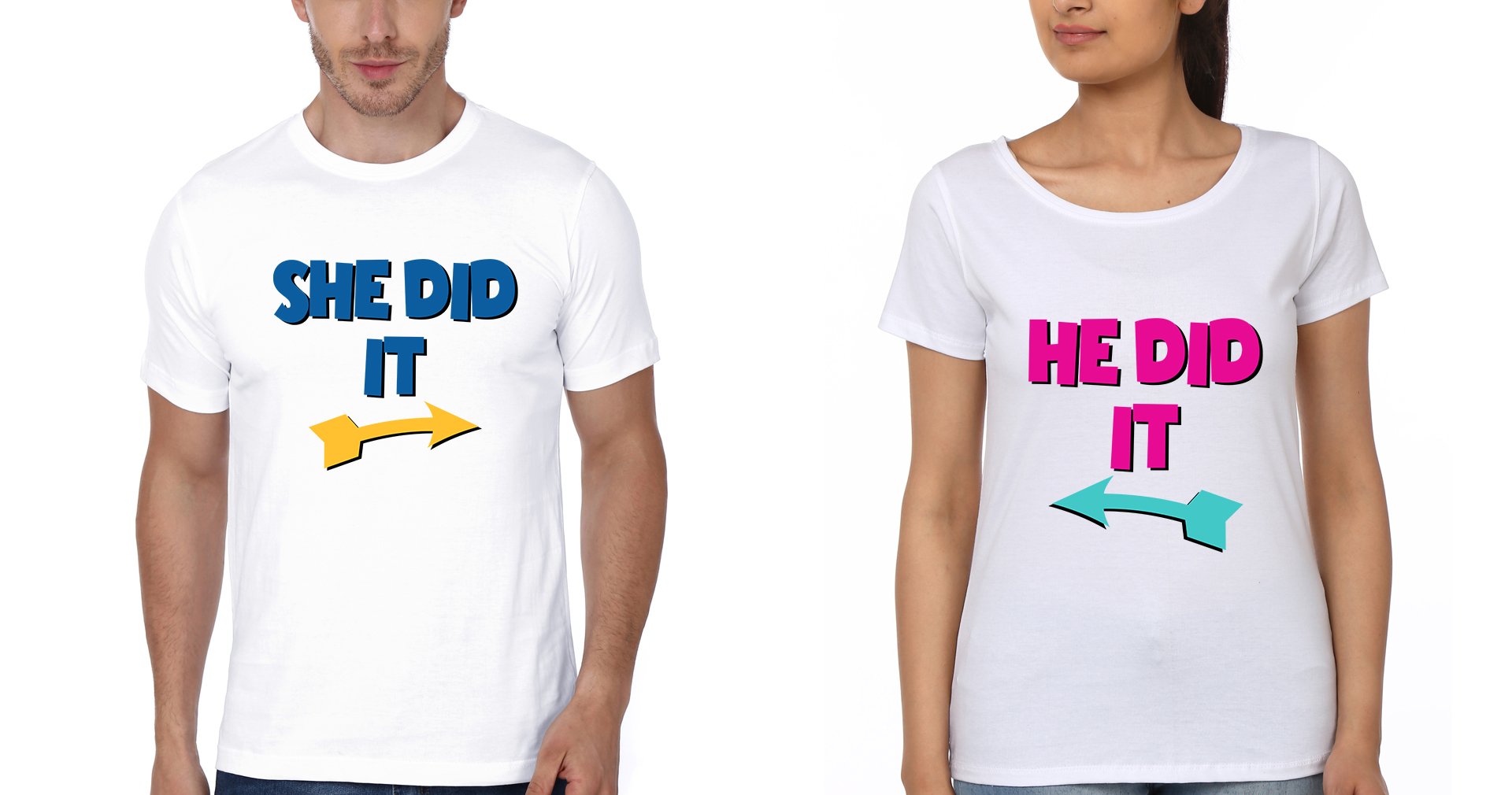 He Did She Did Brother-Sister Half Sleeves T-Shirts -FunkyTees