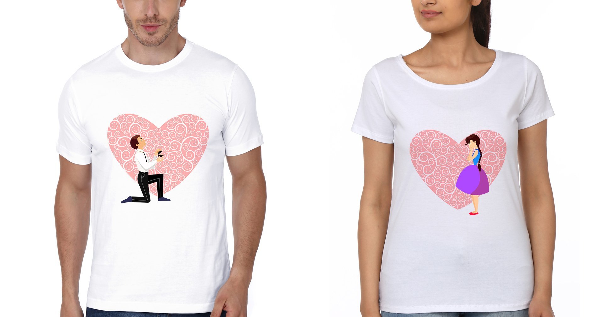 Propose Couple Half Sleeves T-Shirts -FunkyTees